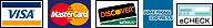 Visa, MasterCard, Discover, American Express, eCheck