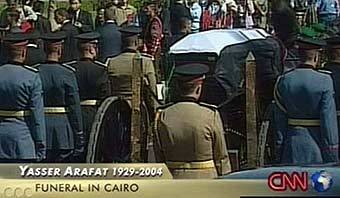Церемония прощания с Ясиром Арафатом в Каире. Съемки CNN