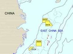 Карта спорной нефтегазоносной области в Восточно-Китайском море с сайта www.cnooc.com.cn