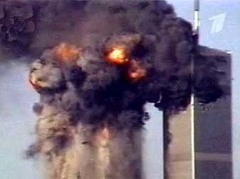 Теракт 11 сентября 2001 года в ВТЦ. Кадр Первого канала, архив Теракт 11 сентября 2001 года в ВТЦ. Кадр Первого канала, архив