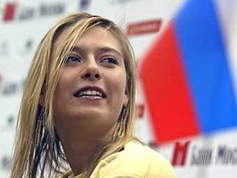 Первая ракетка мира Мария Шарапова на пресс-конференции в Москве. Фото с сайта РТР-Спорт