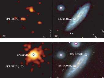       7 (,  SN 2007uy)  9 (,   SN2008D)    ()   () .    Soderberg et al. 