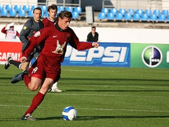 Автор победного гола в ворота "Сатурна" Саво Милошевич. Фото с официального сайта ФК "Рубин"
