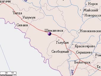 Шимановск на карте с сайта nakarte.ru 