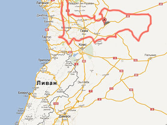 Провинция Хама. Карта сервиса Google Maps