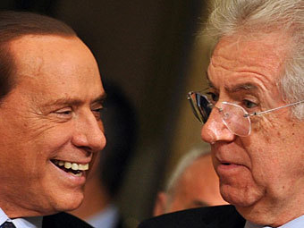 Сильвио Берлускони и Марио Монти. Фото ©AFP
