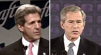 Джон Керри и Джордж Буш. Кадр CNN, архив